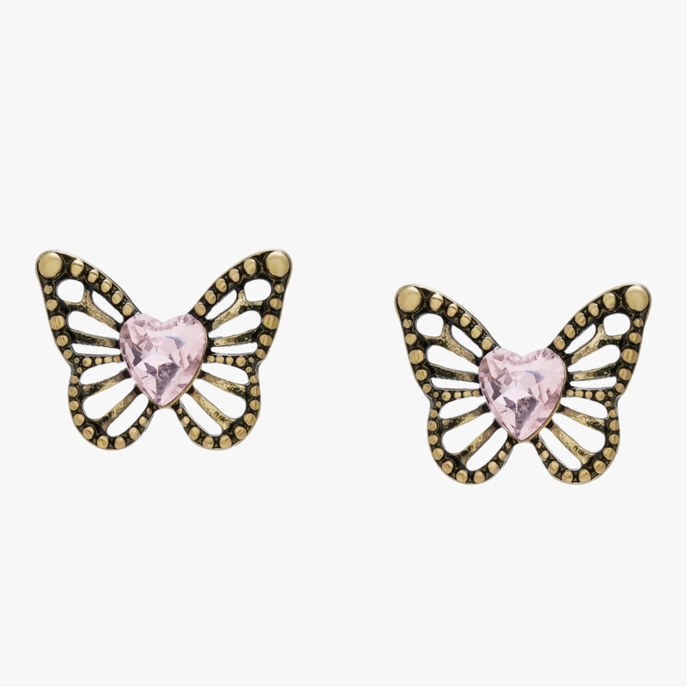BETSEY JOHNSON BOHO BUTTERFLY OPENWORK STUD EARRINGS